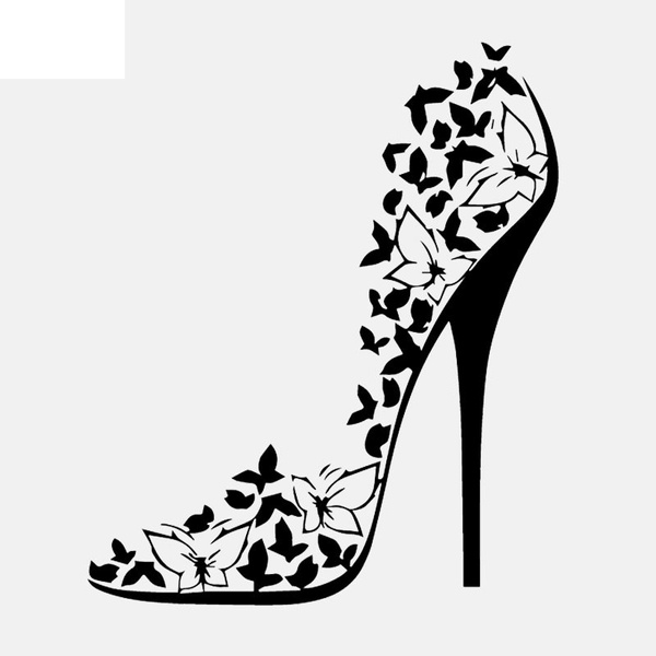 High Heel With A Flower Shoe Sticker