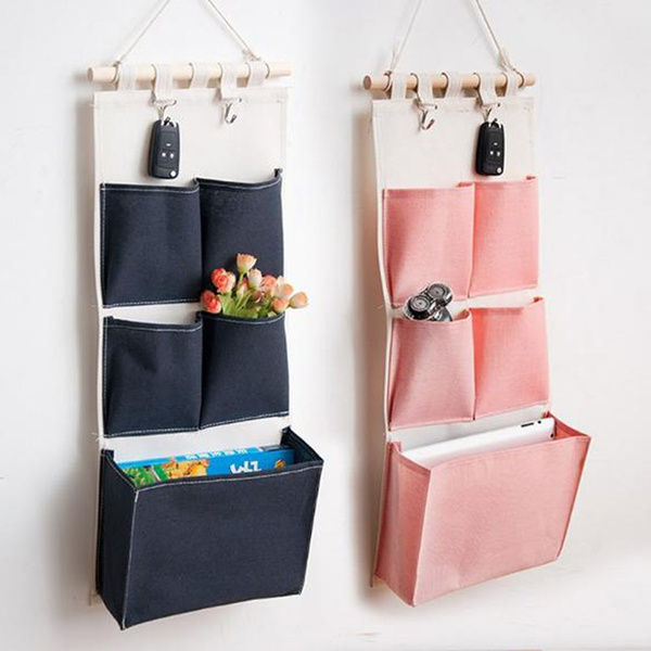 Multi-layer Hanging Bag Cotton & Linen Waterproof Wall Door Hanging Storage Bags 