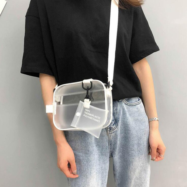 Women Transparent Handbag Shoulder Bag Clear Jelly Purse Clutch