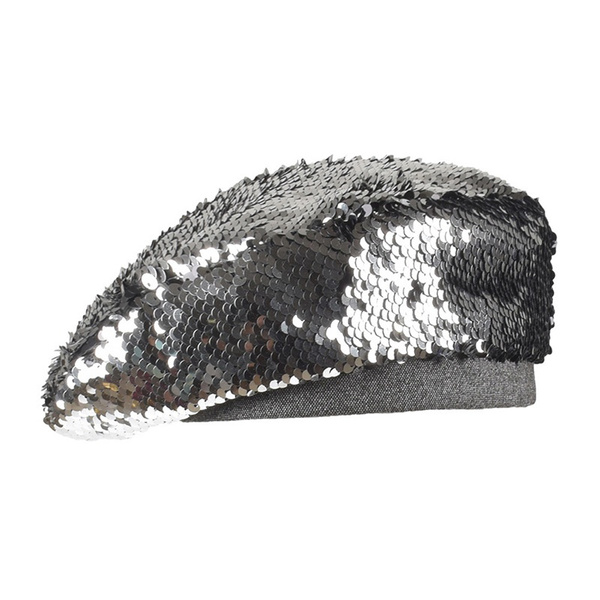 sequin flat cap