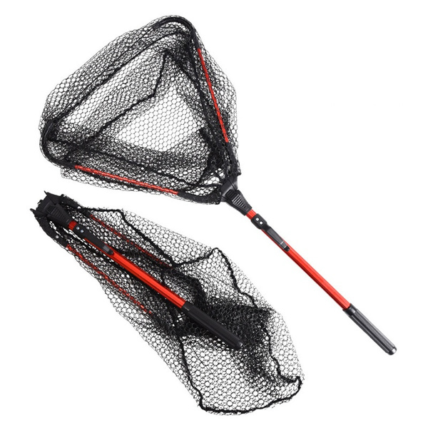 80cm Aluminum Alloy Foldable Portable Fishing Dip Net Split Hand Silicone  Fish Catching Carp Fishing Nets Gear Accessories