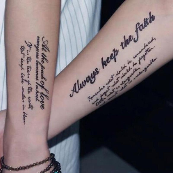 4Pcs Removable Temporary Tattoo English Words Body Art Tattoos Sticker