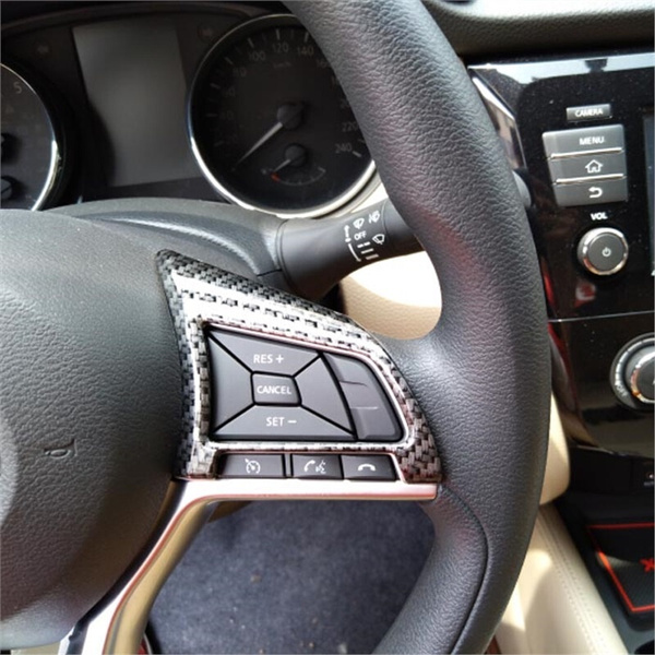 Steering Wheel Button Cover Trim for Nissan Qashqai J11 2018 2019 2020 ABS  Chrome Car Stickers Carbon Fiber Style Accessories