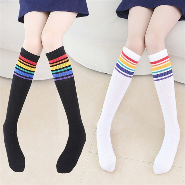 Rainbow Striped Knee Socks Colorful 