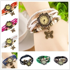 butterfly, Jewelry, leather, quartz watch