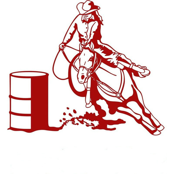 Hot Barrel Racing Girl Rodeo Riding Horse Wall Stickers Home Decor For Car And Truck Window Living Room Cowgirl Portrait Wish Hot Barrel Racing Girl Rodeo Riding, Barrel Racing Room Decor