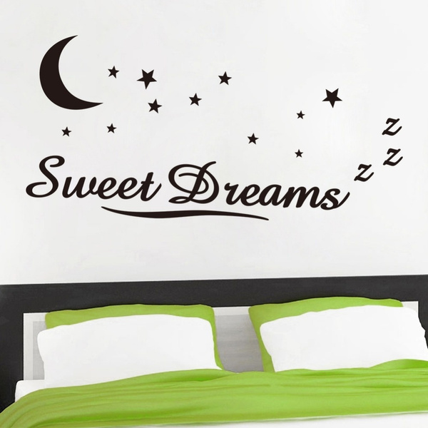 Wall Sticker Quotes Sweet Dreams Moon Stars Quote Wall Art Decal Quote Words Lettering Decor Sticker Wish