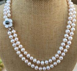 pearls, shellflowerclasp, Flowers, Jewelry