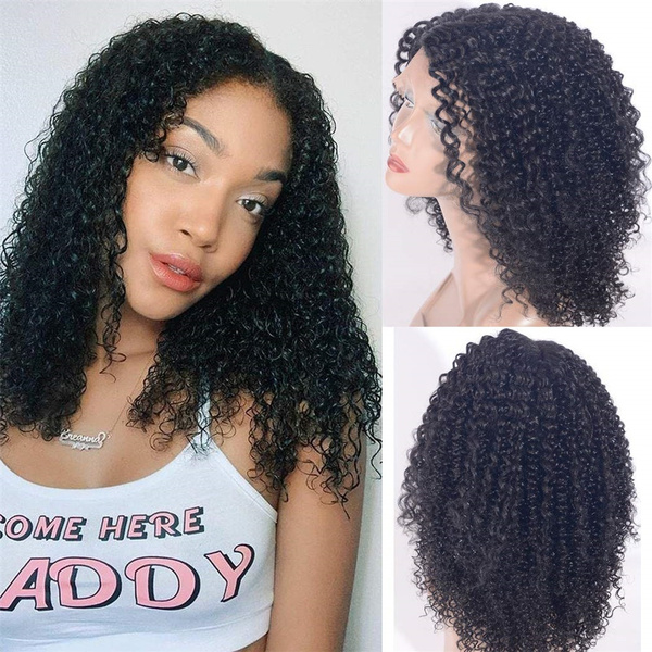 Afro Kinky Curly Lace Wig Human Swiss Lace Pre Plucked 150