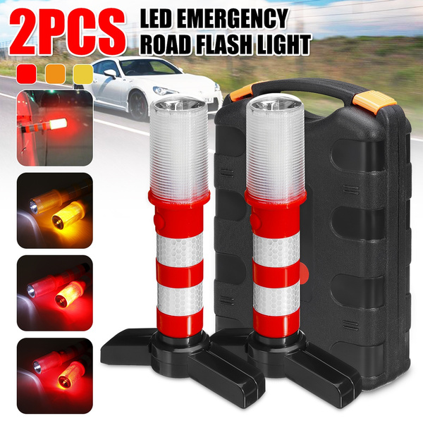 2PC Road Traffic Warning Beacon LED Emergency Roadside Flash Flare