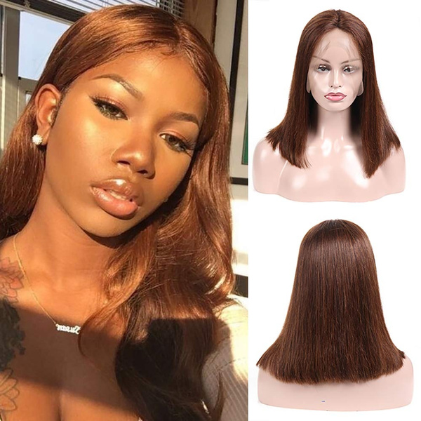 Short human hair on sale wigs light brown