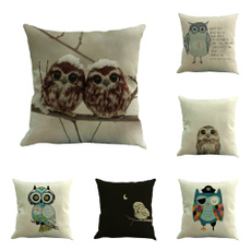 Owl, pillowcasecoverswithzipperstandard, Cushions, linencottonpillowcover