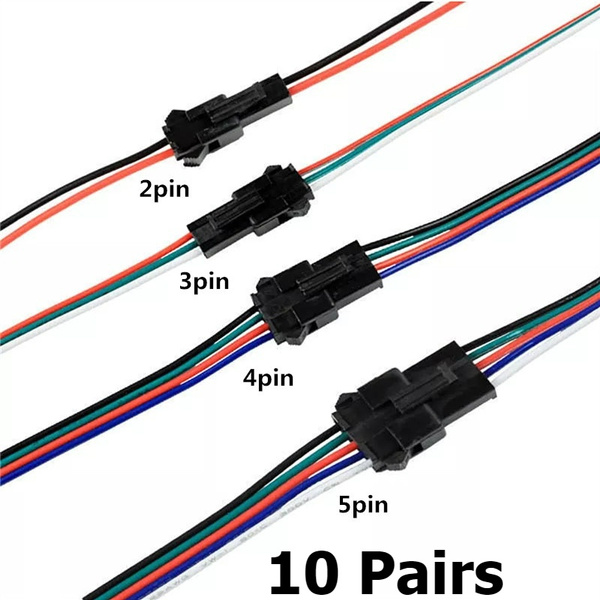 4 pairs SM 2-Pin LED Light Connector Female & Male Plug with Wire Cable MA 