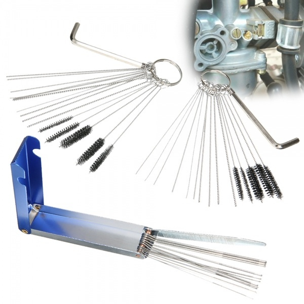 Carburetor Cleaner 20 Needle 13 Wires 10 Brush Carb Dirt Cleaning Tool