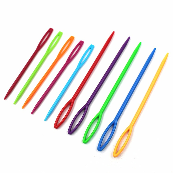 10Pcs Multicolor plastic sewing needles DIY craft accessories knit sewing  needle Welcome