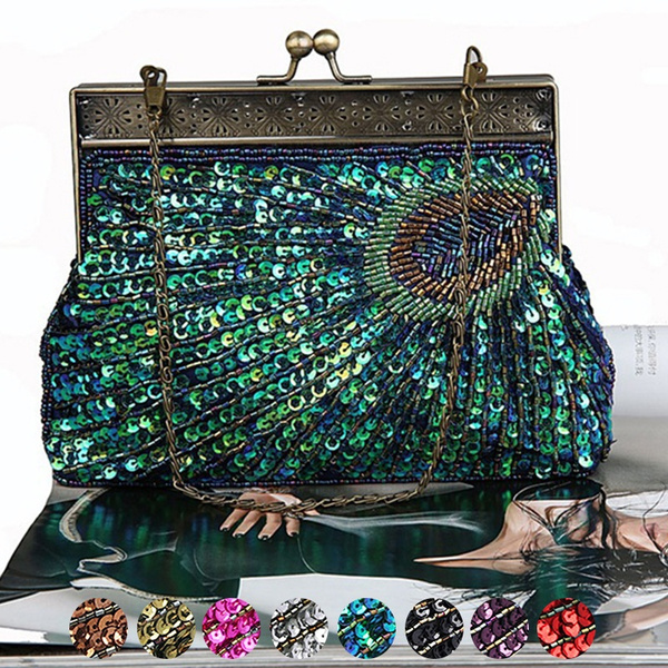 Silver sequin clutch purse hot sale