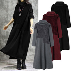 woolen, Winter, fleecedres, plus size dress