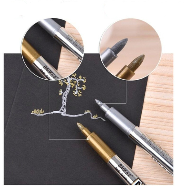 Paint Marker Permanent DIY Metallic Waterproof Pen Gold Silver Drawing  Craftwork