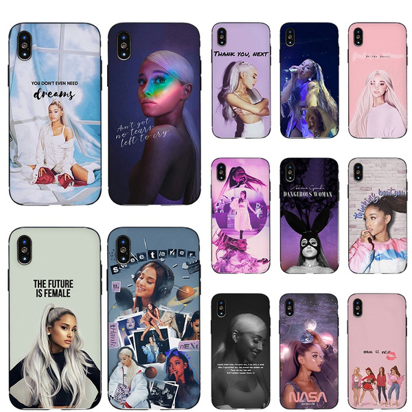 Ariana Grande Pattern Black TPU Phone Case for IPhone 11 Pro Max Iphone 6 6s 7 8 Plus XS XR XS Max Samsung S8PLUS S9PLUS NOTE8 9 10 Plus Soft Black