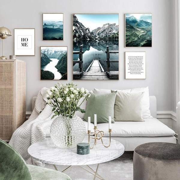 Landscape Canvas Art Painting Scandinavian Dolomites Lake Nature Landscape Nordic Style Wall Canvas Print Painting Living Room Home Decoration No Frame | Wish