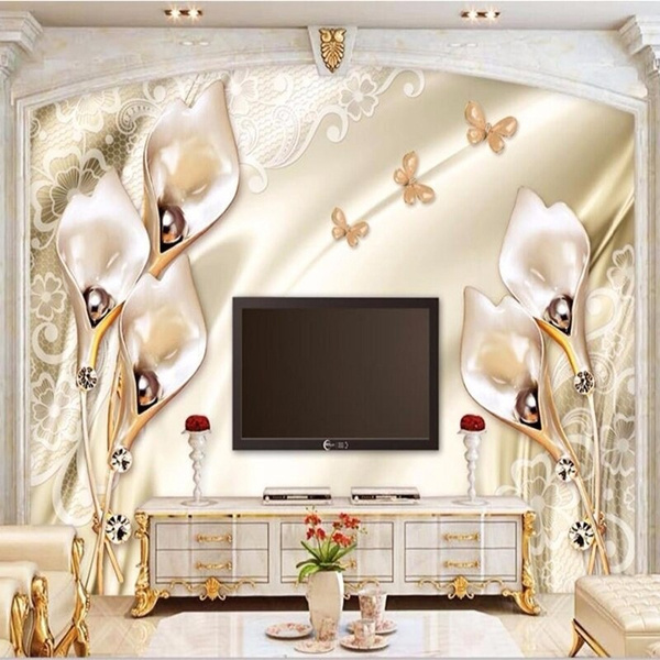 Wallpaper 3D Photo Wallpaper European Embossed TV Background Wallpaper 5D  Wall Pictures Simple Modern Atmosphere Bedroom Living Room Decoration Wall  Cladding : Amazon.de: DIY & Tools