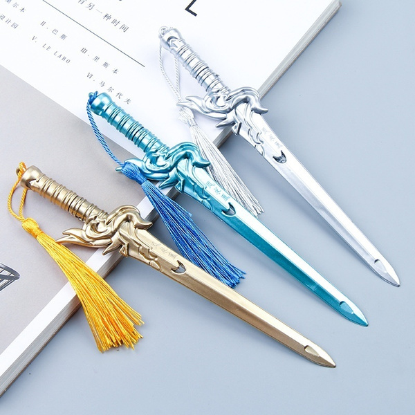 2Pcs/Lot Creative Sword Shaped Tassel Pendent Black Gel Pen Signing Pen for  Student School Office Supplies Stationery