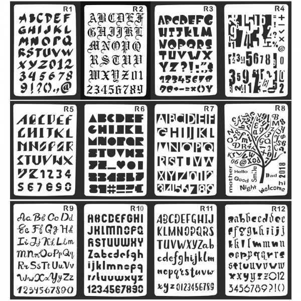 26 Letters Plastic Stencil Alphabet Stencils Set DIY Painting 12 Style