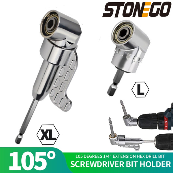 Adaptor Screwdriver Socket Holder 105 Degree Angle 1/4" Extension Hex Drill Bit 