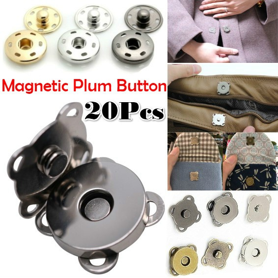 20Pcs 14mm / 18mm Magnetic Plum Round Magnet Buttons Bags Clothing  Hand-stitched Magnetic Buttons Luggage Free Sewing Invisible Concealed  Buttons
