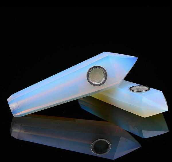 Details about   Quartz Crystal Pipes Opalite clear opal Point Pipe obelisk reiki Healing wand 