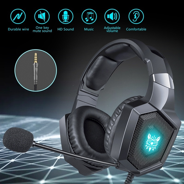 Gaming headphones ONIKUMA K8 headphones with cable for Gamer with RGB LED lights Casque of headphones with microphone for mobile phone tablet