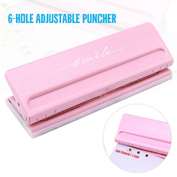 1Pc Adjustable Paper Punch Puncher 6-Hole Scrapbooking Six Ring