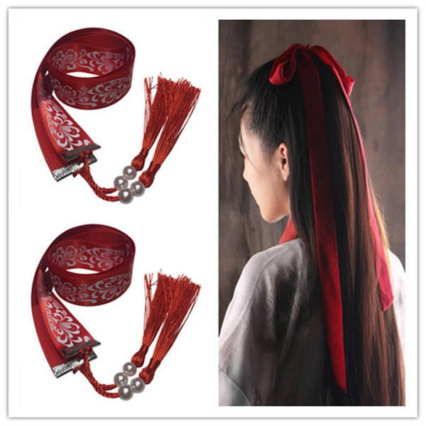 Chinese Ancient Style Embroidery Hair Band Hanfu Hair Ribbon Chiffon Hair  Rope Traditional Hair Accessories Tied up