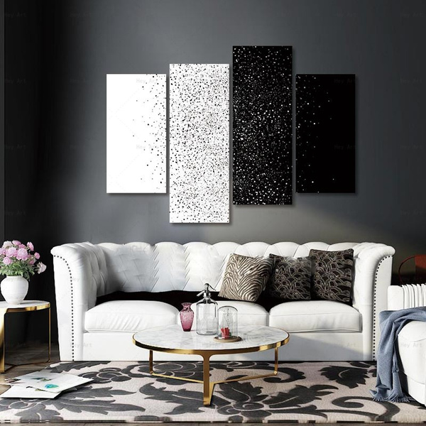 Canvas Hd Prints Paintings 4 Pieces Pictures Black Yellow White Vertical Stripes Poster For Living Room Wall Art Home Decor Wish