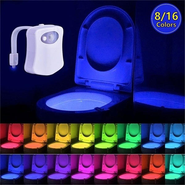 Creative 8 / 16 Colors Human Motion Sensor Toilet Light Bathroom Night Light  Home Decoration Toilet Bowl Bathroom Light