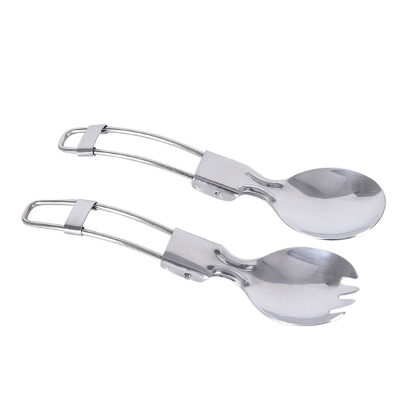 Folded Spoon Spork Outdoor Tableware Camping Cookware Folded Flatware For Pi GK 