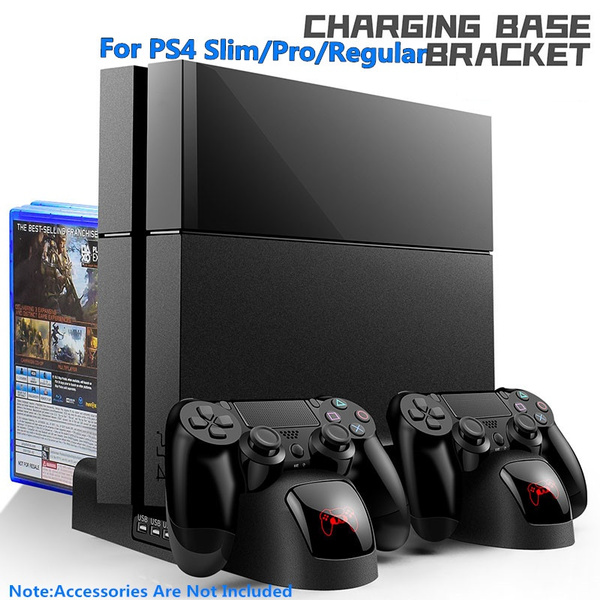 For Ps4 Slim Ps4 Pro Regular Ps4 Multi Functional Charging Ps4 Slim Pro Vertical Stand Cooling Dual Controller Charger Usb Charging Dock D Wish