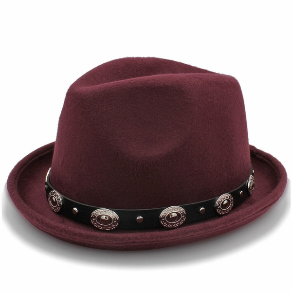Men Women Felt Wide Brim Panama Hats Sombrero Caps Sunhat Fedora Trilby Jazz L 