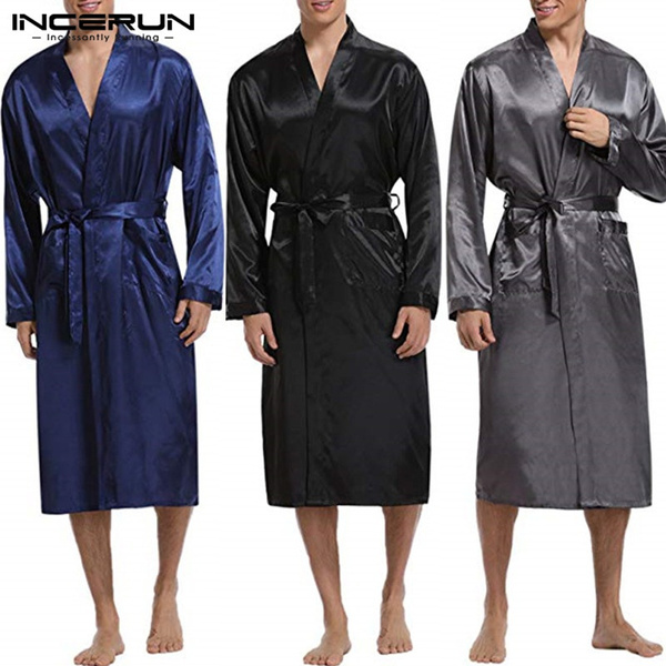 mens satin silk robe