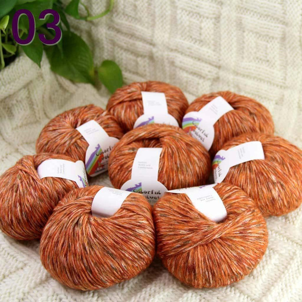 Sale of colorful wool 8ballsX50g thread camel hair color broken dyed line  knitted scarf coat line mohair wool yarn Orange 824-03-8 Professional sales  of yarn, please pay attention to the store can