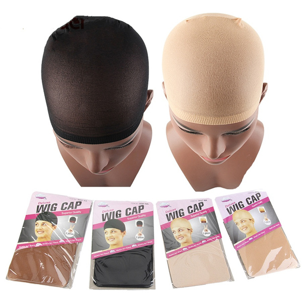 2Pcs Stocking Cap Mesh Wig Cap Beige Black Nude Stocking Cap Hair