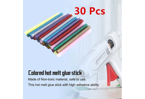30Pcs Hot Glue Sticks Glitter Glue Sticks Colored Hot Melt Glue