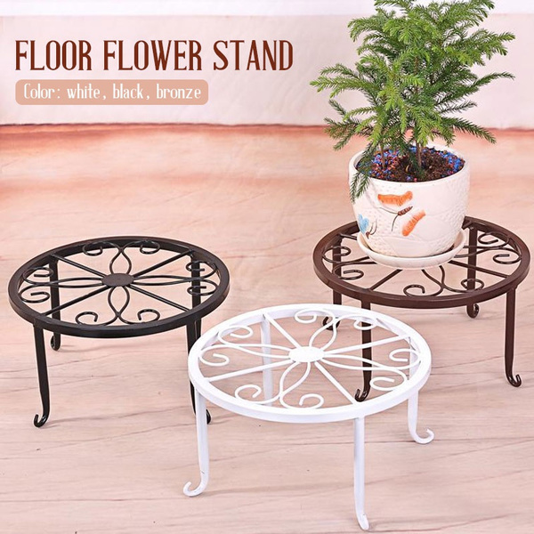 Potted Stander Flower Pot Rack Classic Style Garden Wrought Iron Plant Display Shelf Balcony Round Home Decor Stand Floor