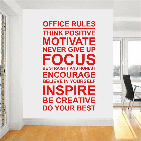 Office Rules Poster Wall Decal Work Motivation Quote Sign Think