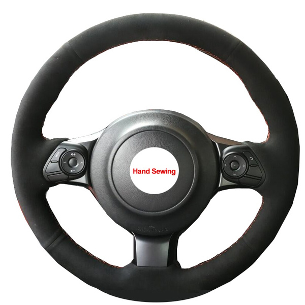 GT86 Fit for Toyota 86 2016-2020 Subaru BRZ 2016 2017 2018 2019-2020 WOLDce Black Suede Hand Sew Car Steering Wheel Cover
