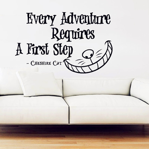 Quotes Decal Every Adventure Requires Wall Stickers Cheshire Cat Wall Art  Home Decor for Living Room Bedroom