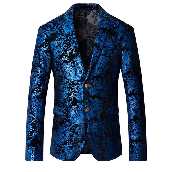 2020 New Men's Suit Jacket High-end Fashion Luxury Men's Gold Floral ...