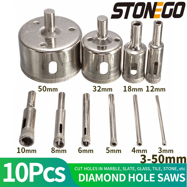 10pcs 3mm-50mm Diamond Tool Drill Bit Hole Saw Glass Ceramic Marble Tile Kit 