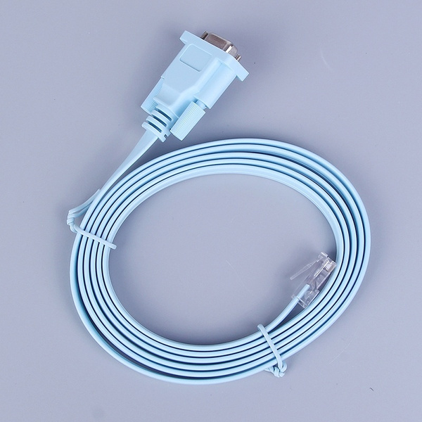 1.8m DB 9Pin RS232 Serial to RJ45 CAT5 Ethernet Adapter LAN Console Cable Blue 