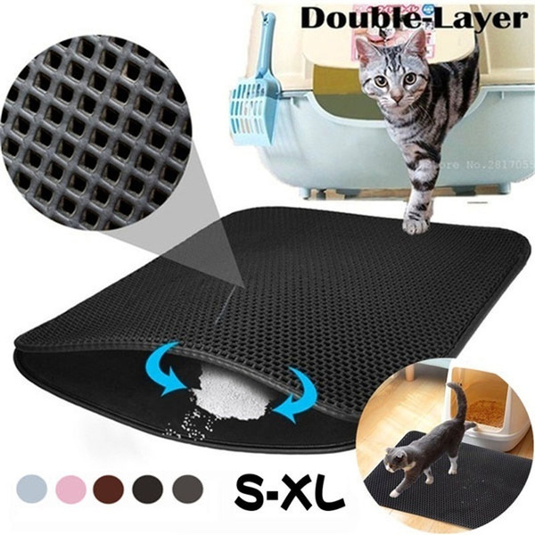 Small Medium Large Waterproof Cat Litter Mat Pad Premium Double Cat ...